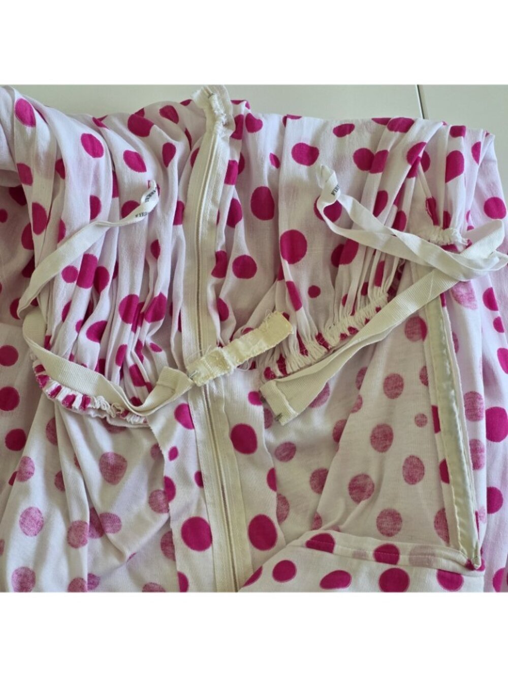 Vtg Bessi Firenze Italy Dress US 8 Pink Polka Dot Cotton Belted Midi Retro Chic - Picture 11 of 16
